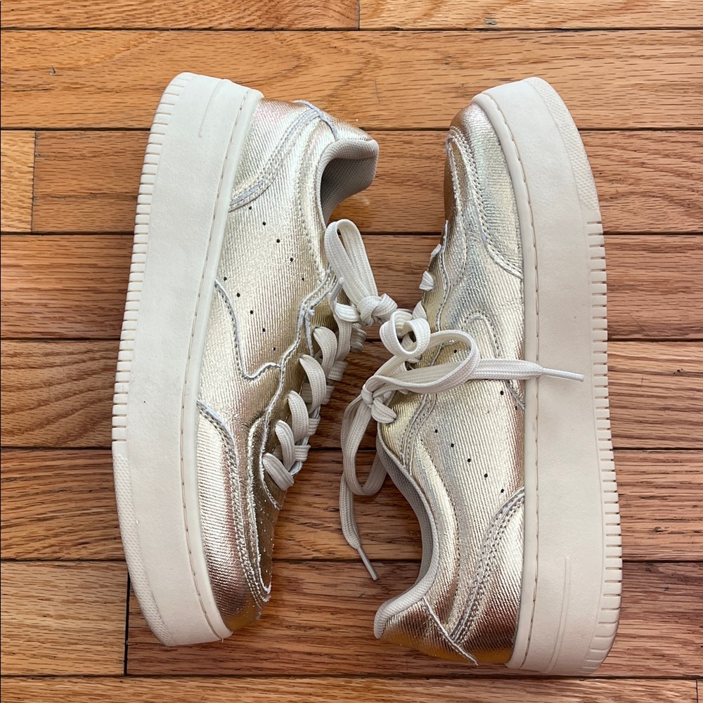 Forever 21 Metallic Gold and White Sneakers